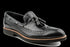 Mocasines con borlas largas negras de cuero con patrón de cocodrilo para hombre